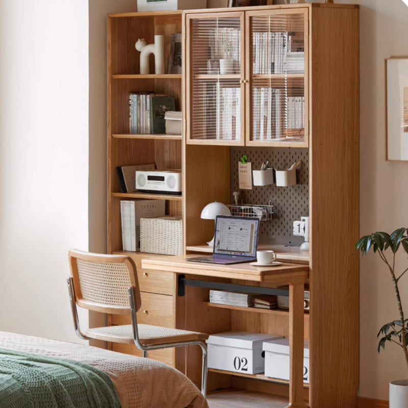 Bridget solid cherry wood desk with bookshelf and storage cabinet – view 2