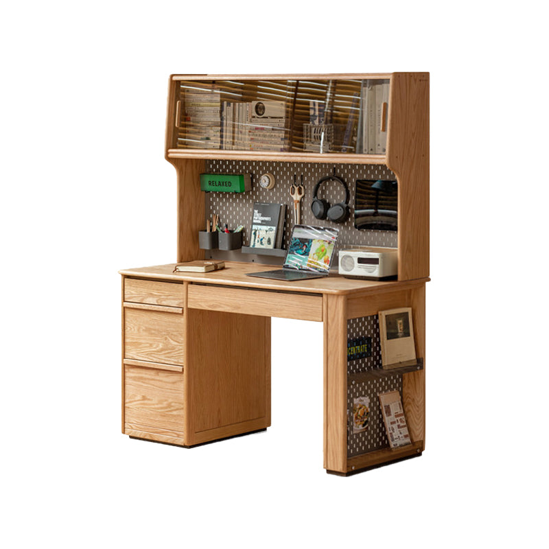 Bryony Solid Oak Wooden Desk with Cabinet, Bookcase & Drawer 120cm / 140cm – 120cm, view 13