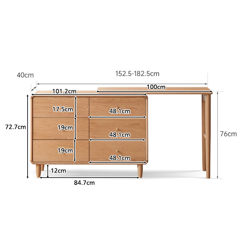 Byron solid oak adjustable dressing table with drawer – view 5