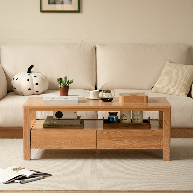Camilla Solid American Oak Coffee Table with Drawer 140cm