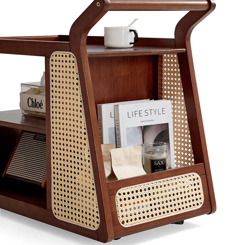 Catherine rubberwood mobile side table on swivel casters – view 11