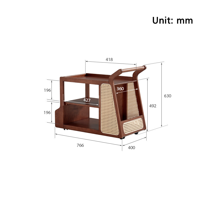Catherine rubberwood mobile side table on swivel casters – view 20