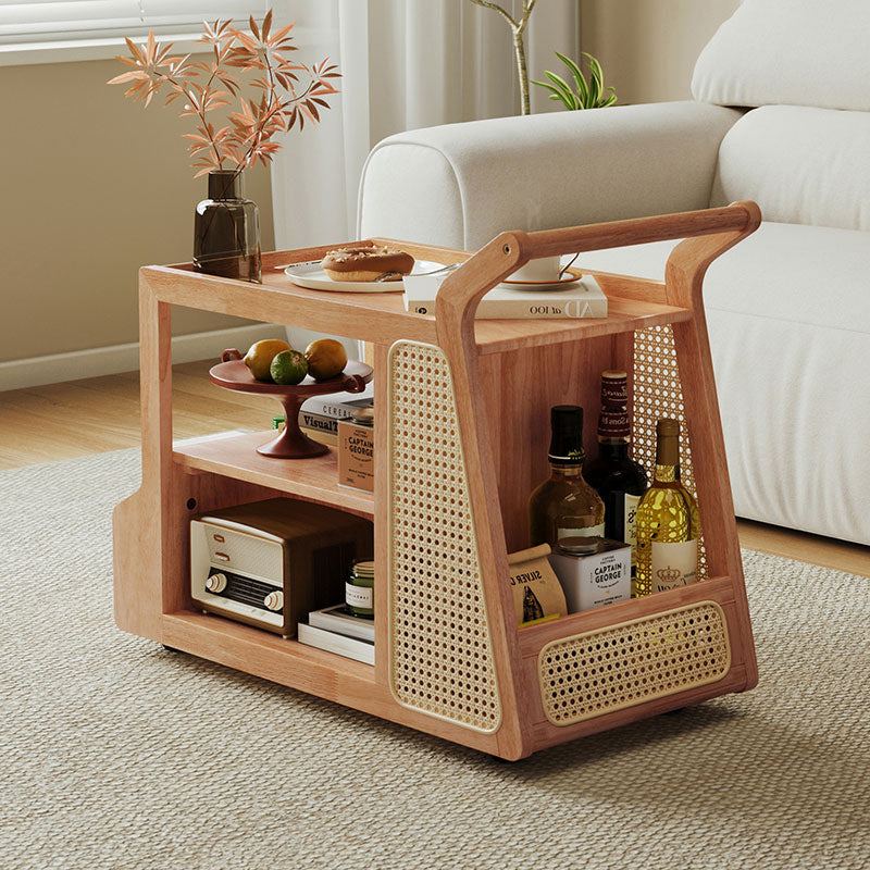 Catherine rubberwood mobile side table on swivel casters – view 23