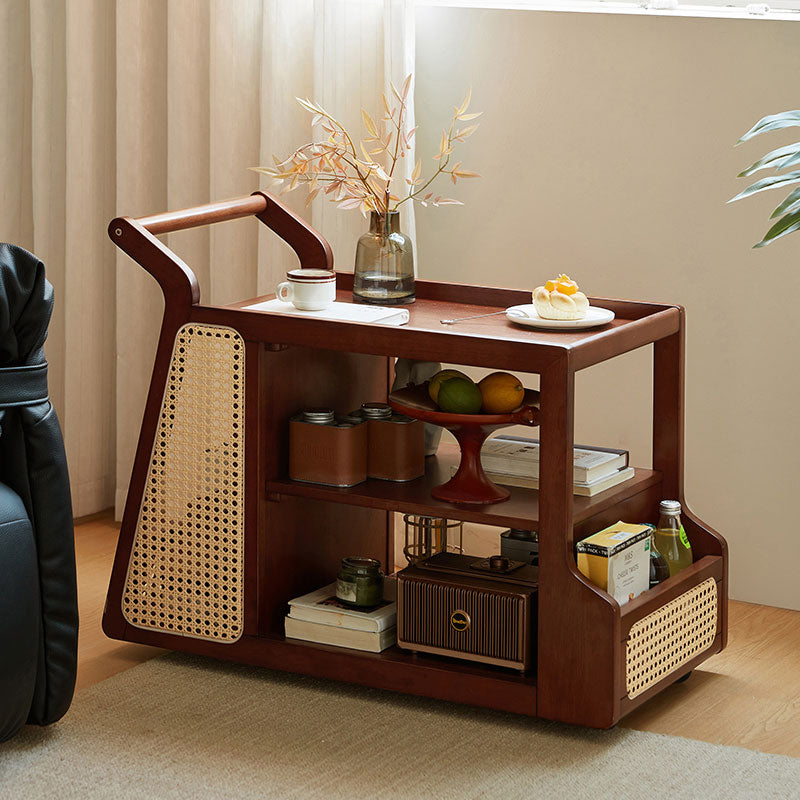 Catherine rubberwood mobile side table on swivel casters – view 3