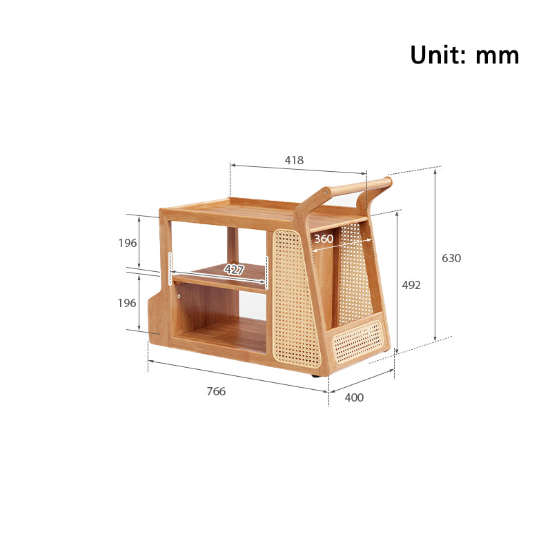 Catherine rubberwood mobile side table on swivel casters – view 31