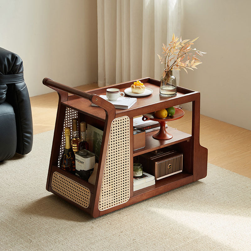 Catherine rubberwood mobile side table on swivel casters – view 7