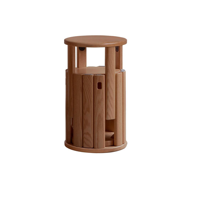Celeste Round Stool and Stackable Wooden Side Table in Solid American Oak – view 15