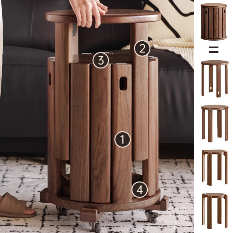 Celeste Round Stool and Stackable Wooden Side Table in Solid American Oak – view 18