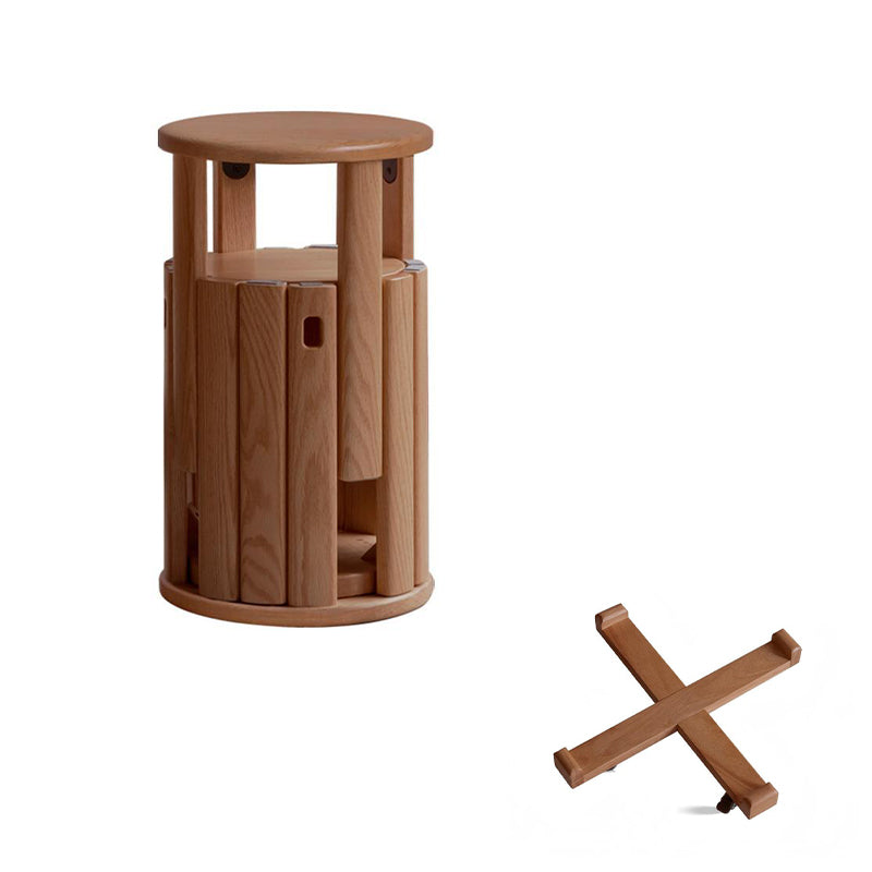 Celeste Round Stool and Stackable Wooden Side Table in Solid American Oak – view 19