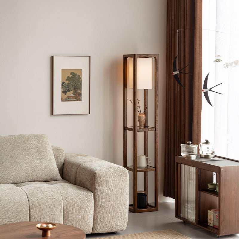 Celia slim oak storage cabinet with light in walnut colour