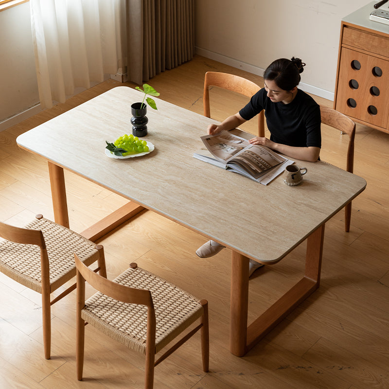 Drew Cherry Wooden Dining Table, Ceramic Top 140cm / 160cm / 180cm / 200cm – view 3