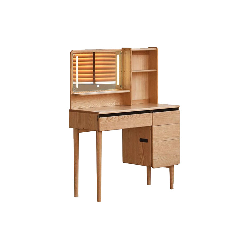 Clark Solid Oak Dressing Table with Drawer and Mirror 100cm – A, view 6
