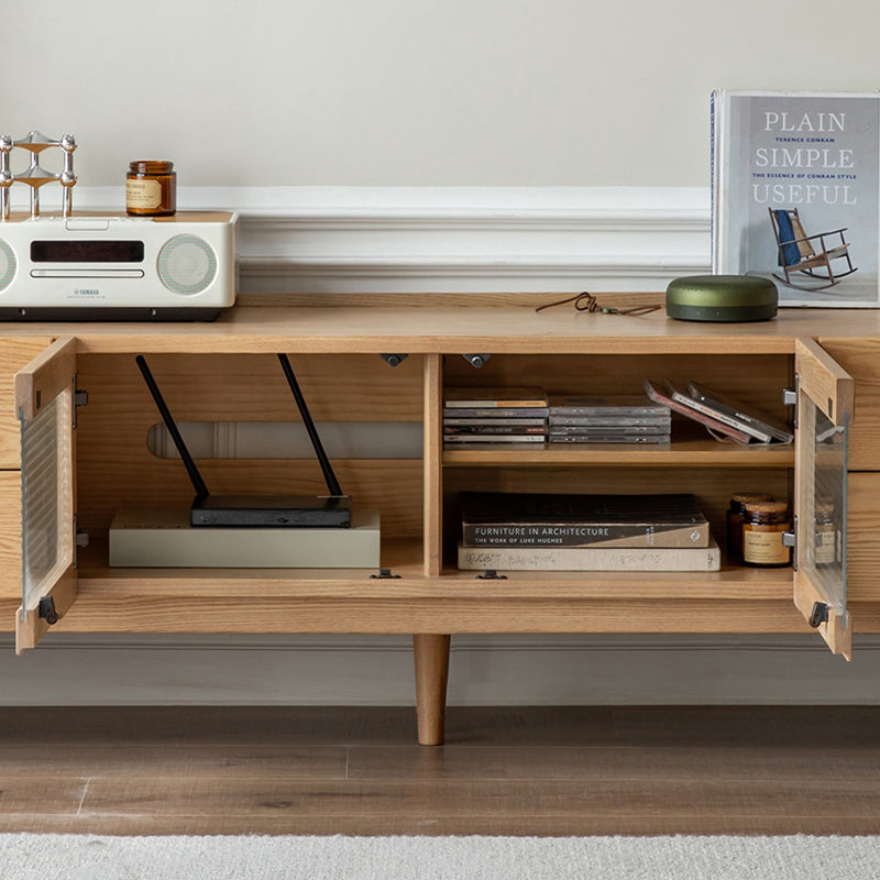 Claudia Wooden TV Unit in Solid Ash 150cm 180cm 200cm 220cm 240cm – view 4