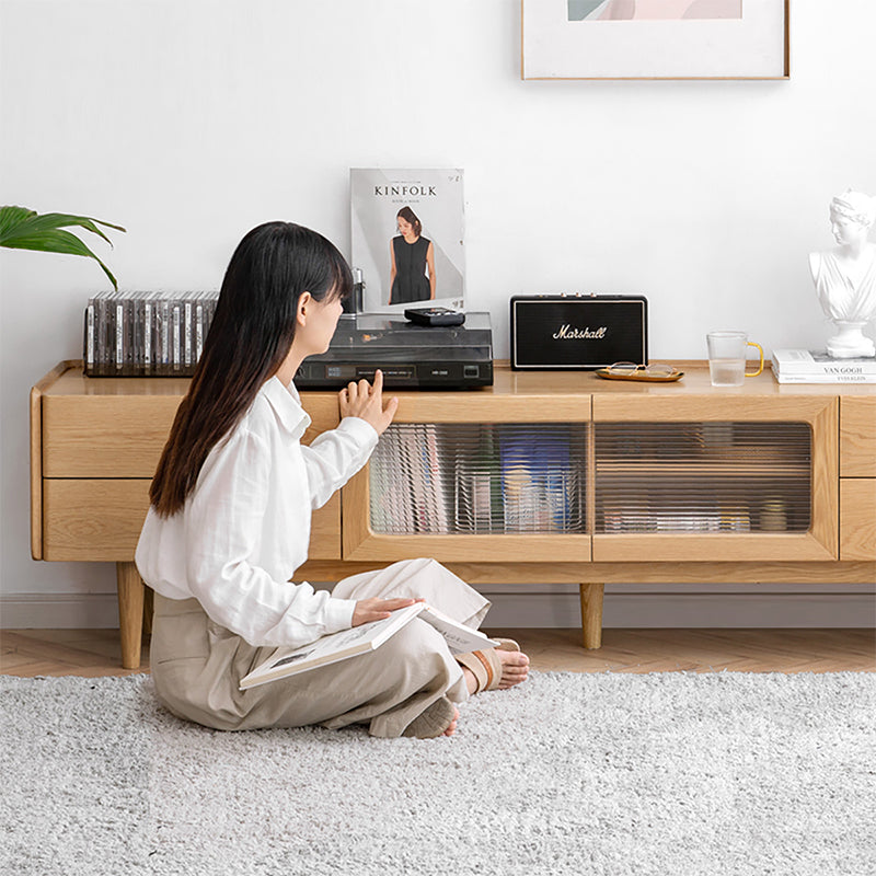 Claudia Wooden TV Unit in Solid Ash 150cm 180cm 200cm 220cm 240cm – view 8
