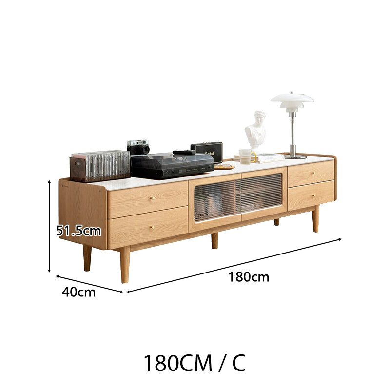 Claudia Wooden TV Unit with Stone Panel, Solid Ash 180cm / 200cm / 220cm – view 12