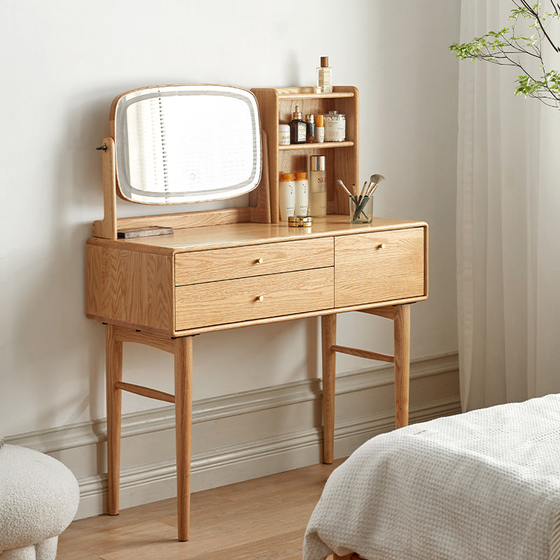 Clayton Solid Oak Dressing Table with Rotating Mirror 80cm / 100cm