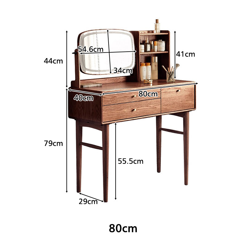 Clayton Solid Oak Dressing Table with Rotating Mirror 80cm / 100cm – view 17