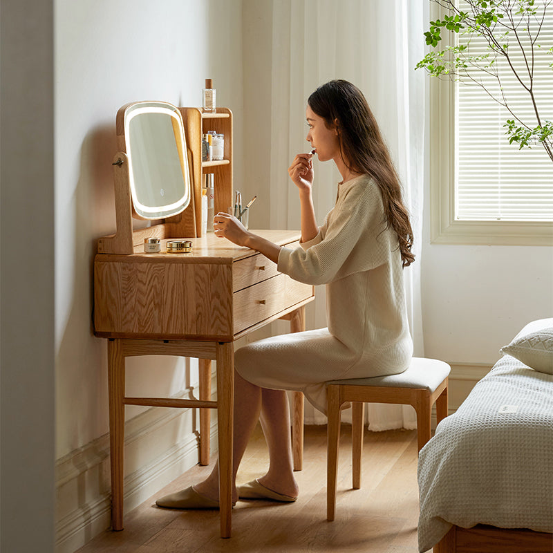 Clayton Solid Oak Dressing Table with Rotating Mirror 80cm / 100cm – view 5