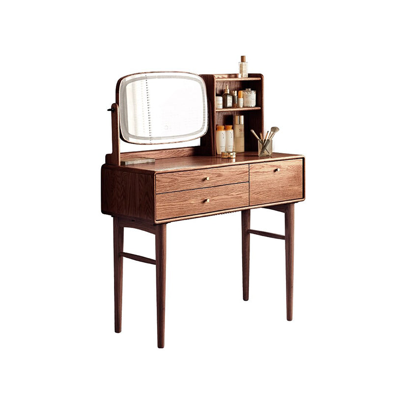 Clayton Solid Oak Dressing Table with Rotating Mirror 80cm / 100cm – Walnut 100cm, view 16