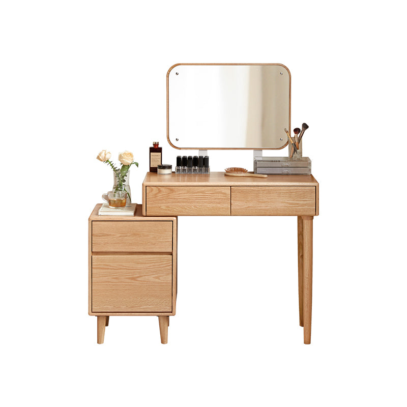 Cody Solid Oak Dressing Table with Mirror, Optional Stool – view 11