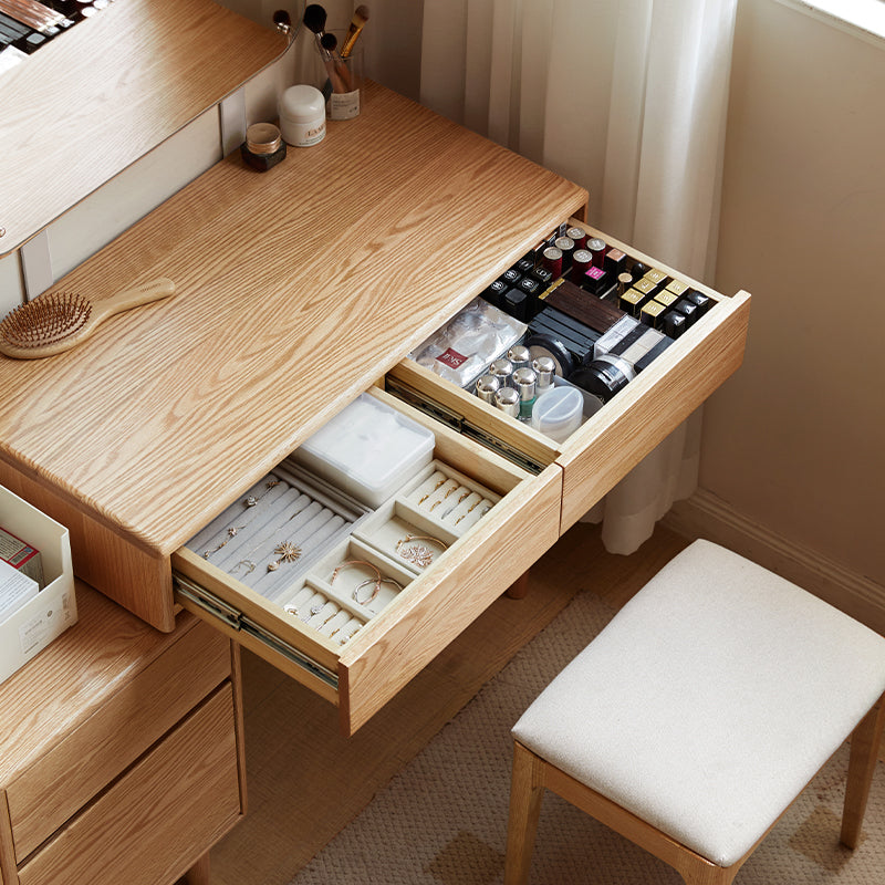 Cody Solid Oak Dressing Table with Mirror, Optional Stool – view 4
