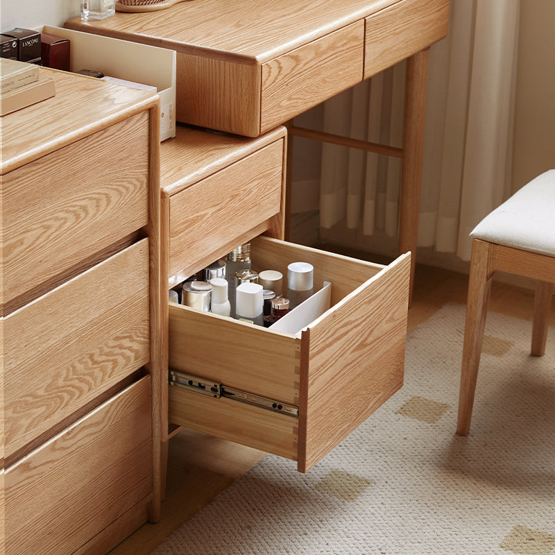 Cody Solid Oak Dressing Table with Mirror, Optional Stool – view 6