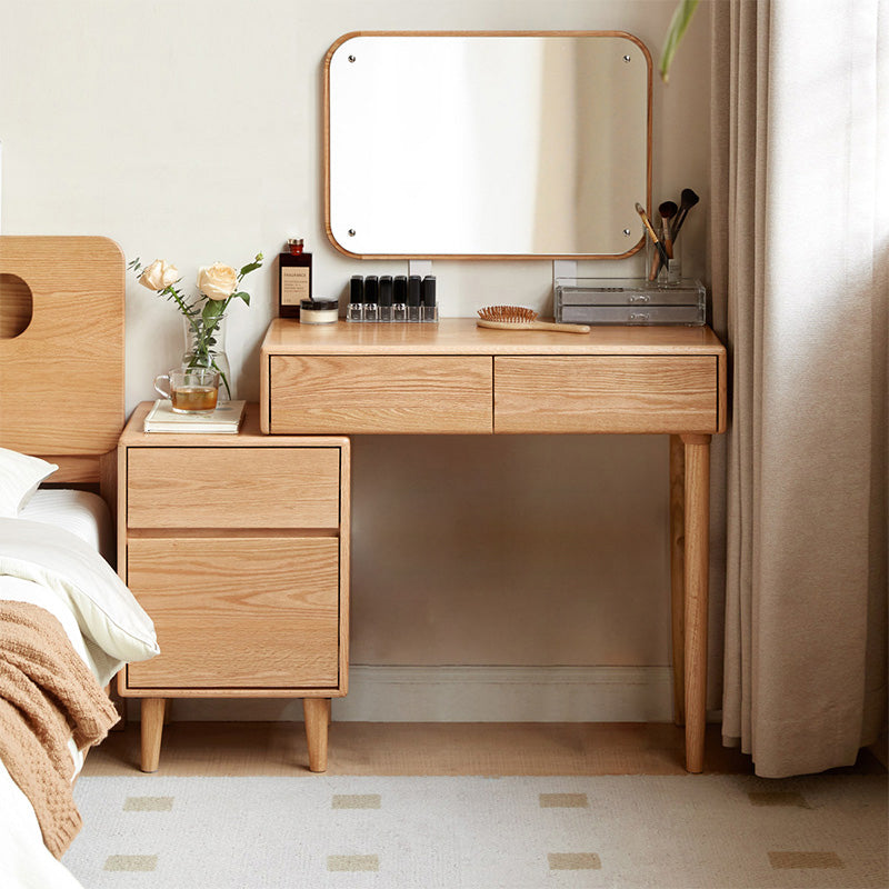 Cody Solid Oak Dressing Table with Mirror, Optional Stool – Table, view 10