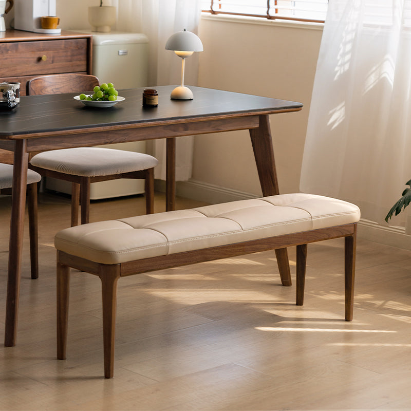 Daryl Cushioned Dining Bench with Solid Black Walnut Legs 120cm / 140cm