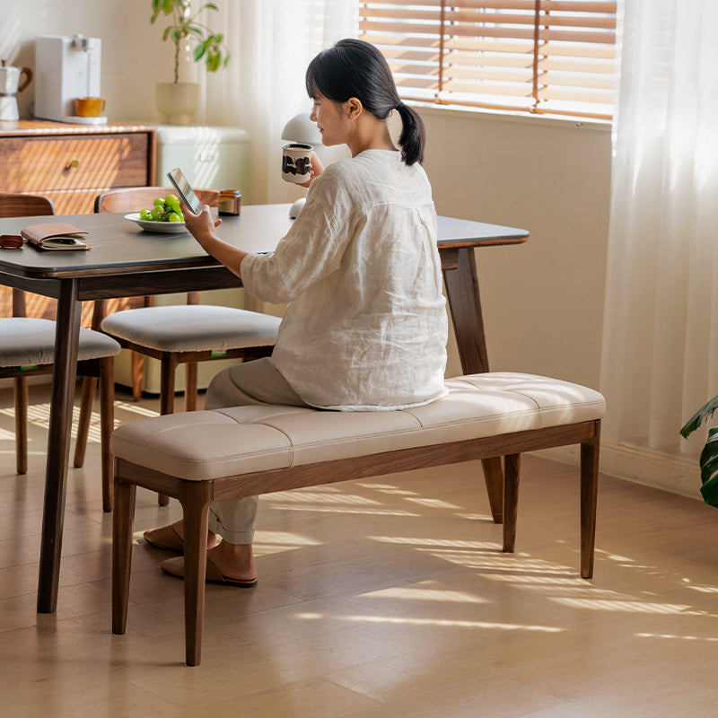 Daryl Cushioned Dining Bench with Solid Black Walnut Legs 120cm / 140cm – view 2