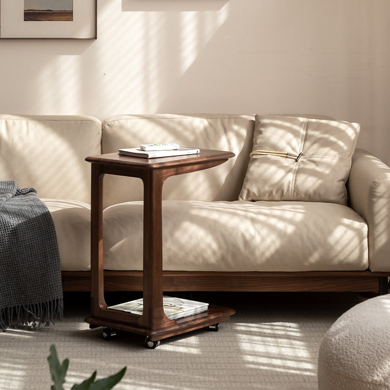 Dahlia Solid Black Walnut Side Table on Swivel Casters