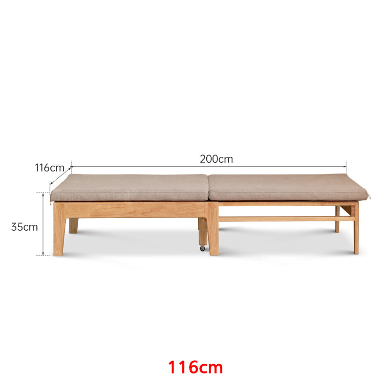 Darian Solid Oak & Cotton-Linen Sofa Bed 90cm / 116cm – view 11