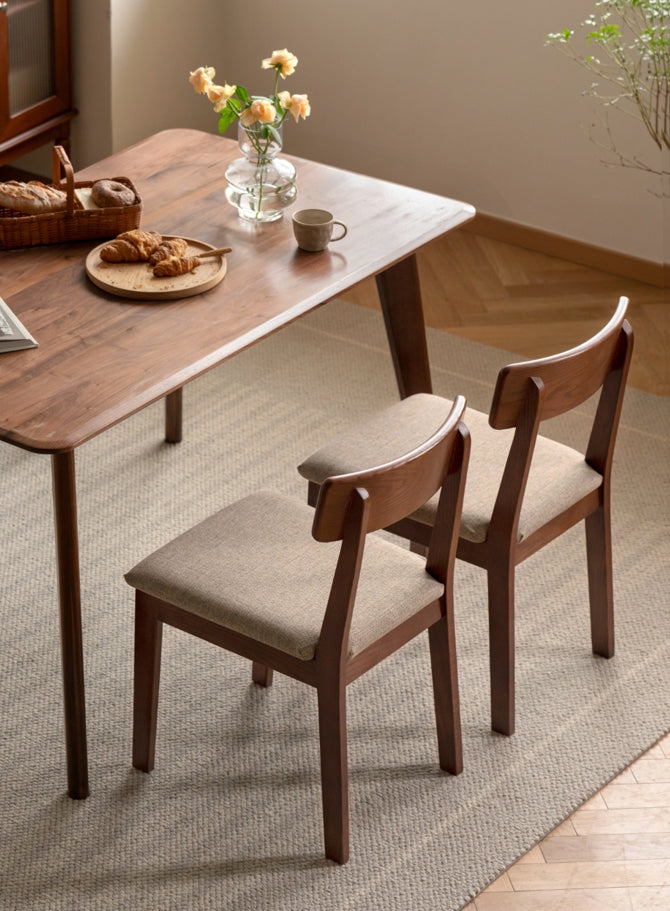 Fabric Curved-Back Dining Chair, Solid American Oak Frame – view 10