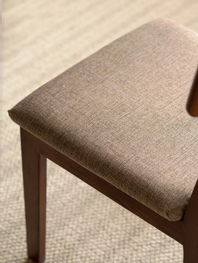Fabric Curved-Back Dining Chair, Solid American Oak Frame – view 11