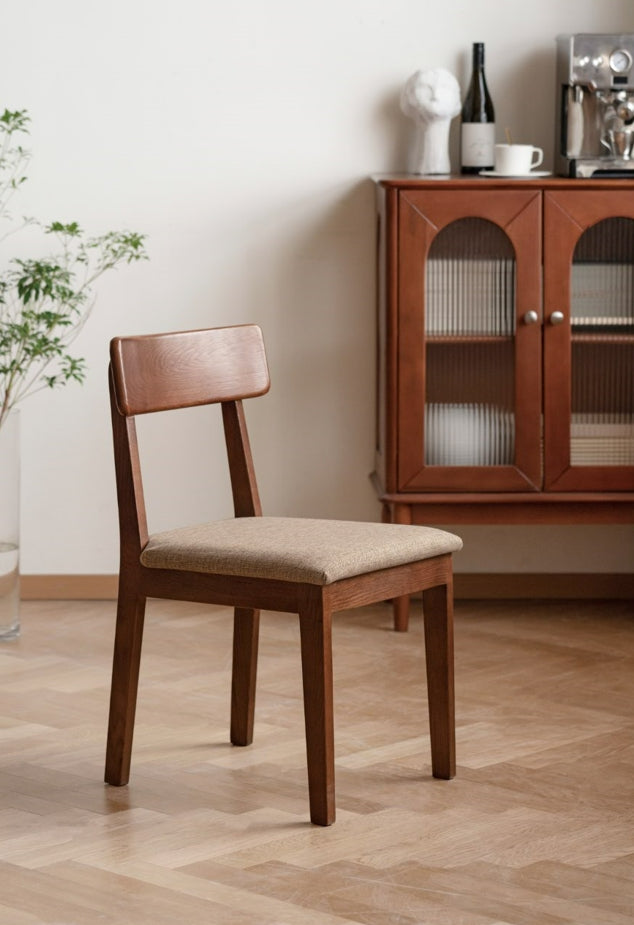 Fabric Curved-Back Dining Chair, Solid American Oak Frame – view 14