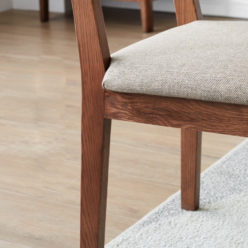 Fabric Curved-Back Dining Chair, Solid American Oak Frame – view 8