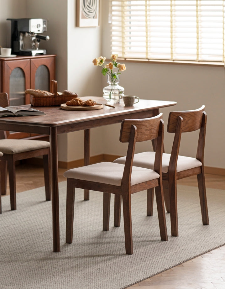 Fabric Curved-Back Dining Chair, Solid American Oak Frame – view 9