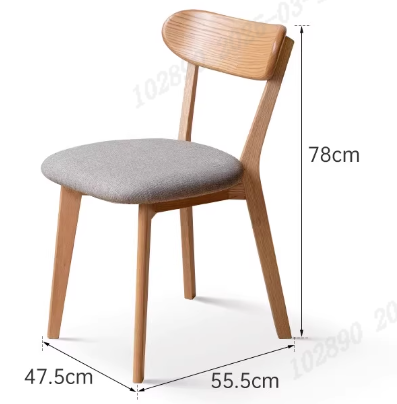 Fabric Curved-Back Dining Chair, Solid American Oak Legs – Natural Wood, view 12