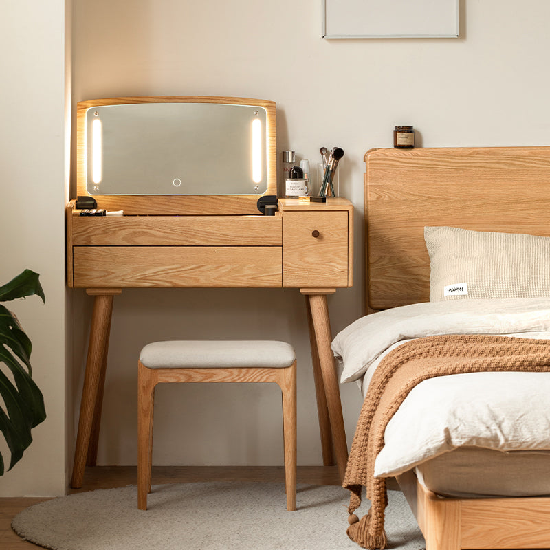 Dora Solid Oak Dressing Table with Drawer and Stool 80cm / 100cm / 120cm