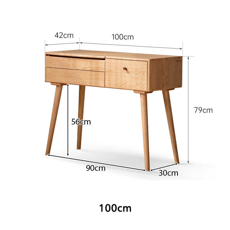 Dora Solid Oak Dressing Table with Drawer and Stool 80cm / 100cm / 120cm – view 13