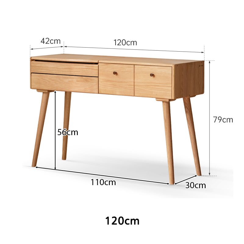 Dora Solid Oak Dressing Table with Drawer and Stool 80cm / 100cm / 120cm – view 17