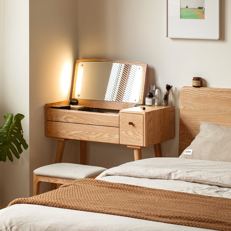 Dora Solid Oak Dressing Table with Drawer and Stool 80cm / 100cm / 120cm – view 2