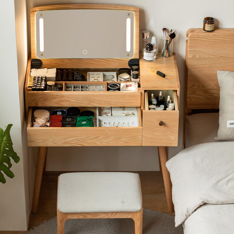 Dora Solid Oak Dressing Table with Drawer and Stool 80cm / 100cm / 120cm – view 4