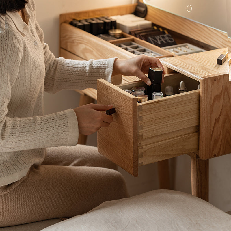 Dora Solid Oak Dressing Table with Drawer and Stool 80cm / 100cm / 120cm – view 9