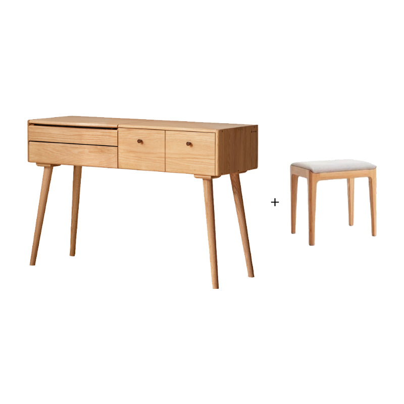 Dora Solid Oak Dressing Table with Drawer and Stool 80cm / 100cm / 120cm – Natural Wood 120cm, view 16