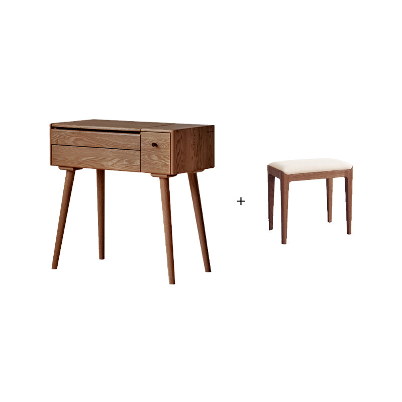Dora Solid Oak Dressing Table with Drawer and Stool 80cm / 100cm / 120cm – Walnut 80cm, view 19