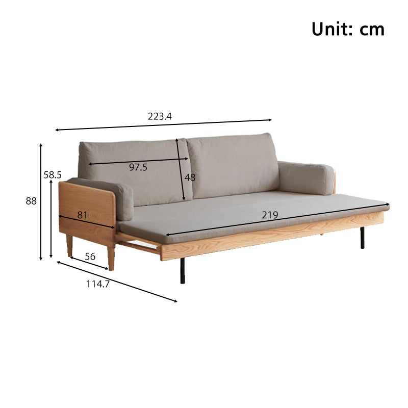 Douglas Oak Wood Sofa Bed in Cotton-Linen Blend – view 13