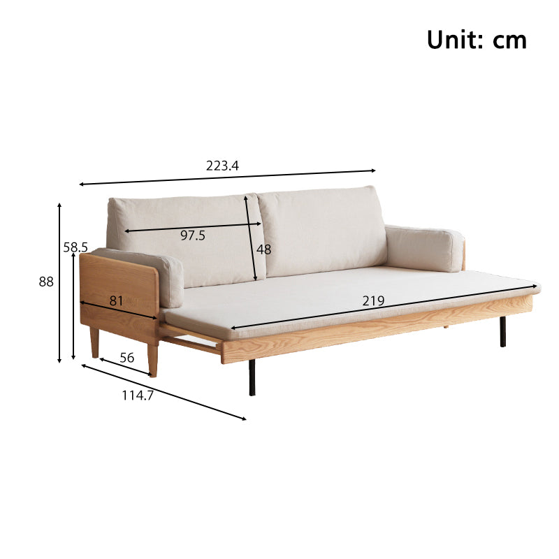 Douglas Oak Wood Sofa Bed in Cotton-Linen Blend – view 15