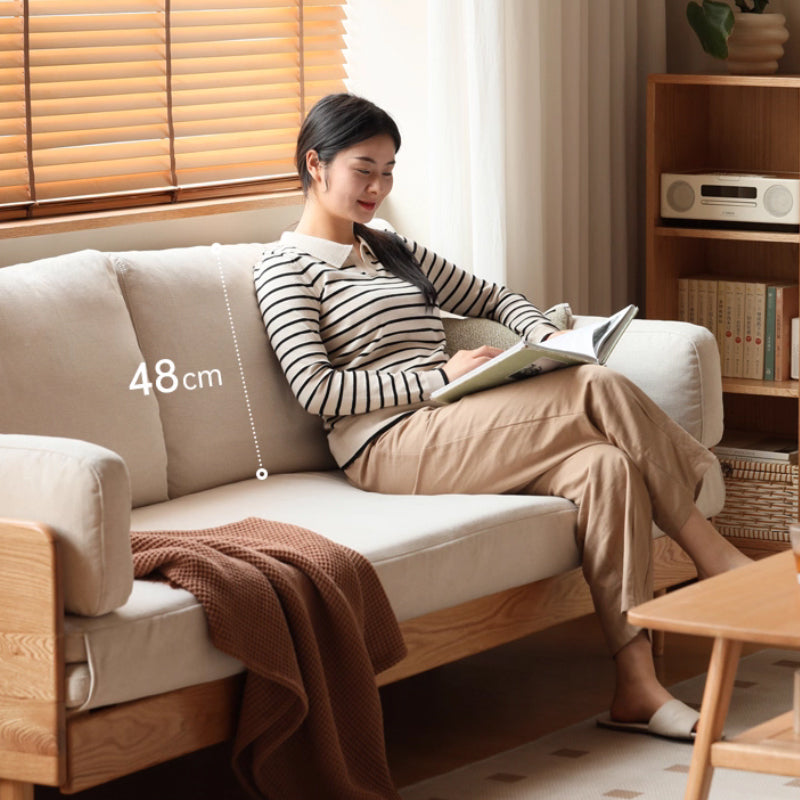 Douglas Oak Wood Sofa Bed in Cotton-Linen Blend – view 2
