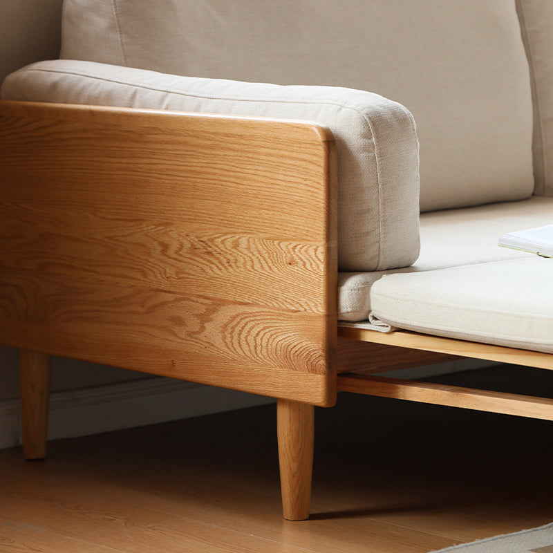 Douglas Oak Wood Sofa Bed in Cotton-Linen Blend – view 6