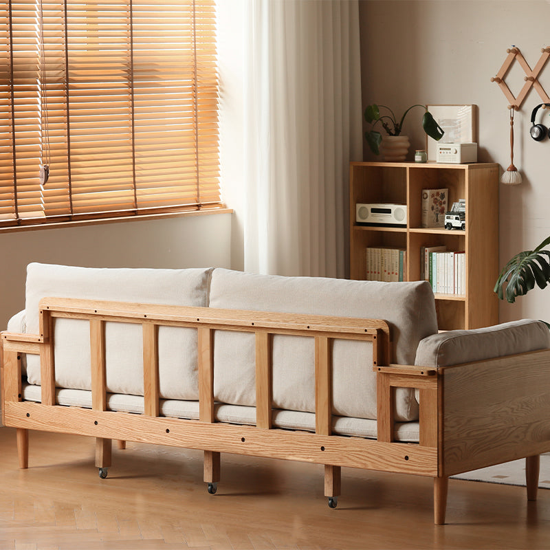 Douglas Oak Wood Sofa Bed in Cotton-Linen Blend – view 8